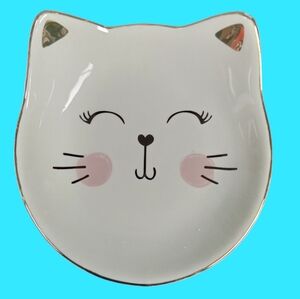 3 For $15 Cute Kitty With Pink Cheeks Trinket Dish NEW